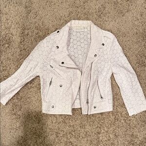 Rebecca Minkoff White Leather Eyelet Jacket